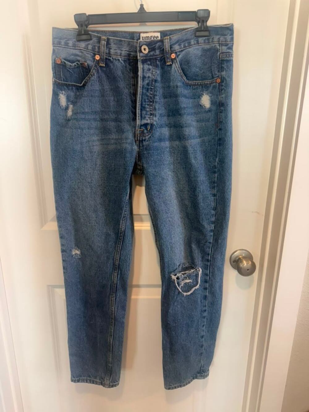 Umgee Button Front Distressed High Rise Jeans Blue Size 28